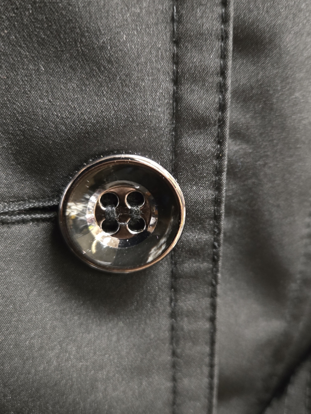 Sebby Collectuon Black Double-Breasted Trench Coat with Gunmetal Buttons - Picture 4 of 6